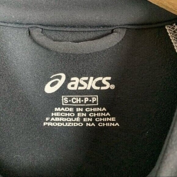 ASICS Small Gray Black Zip Up Track Jacket Running Athletic Sweater - Picture 5 of 7